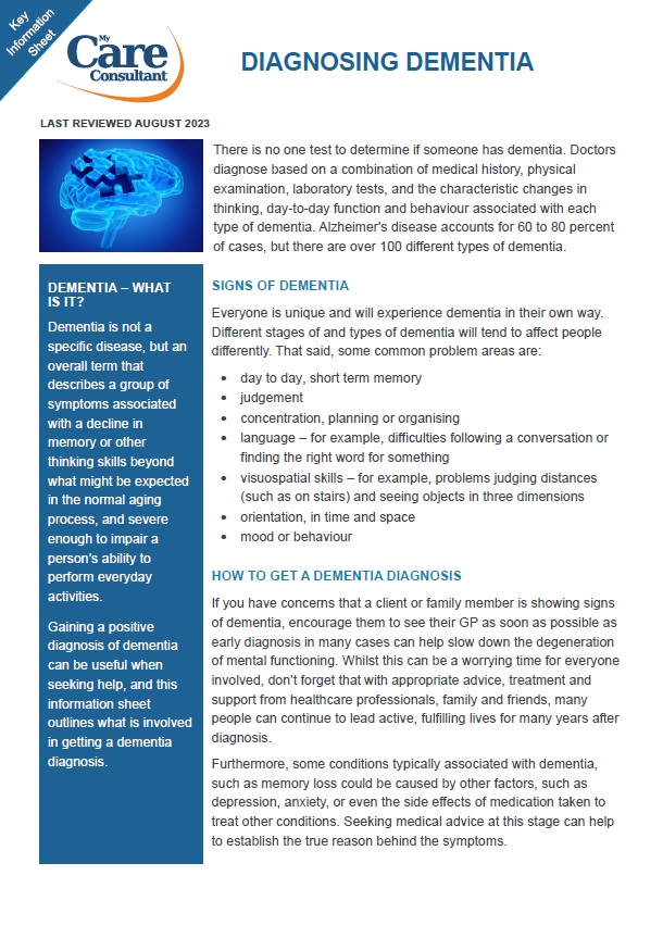 Diagnosing Dementia - August 2023