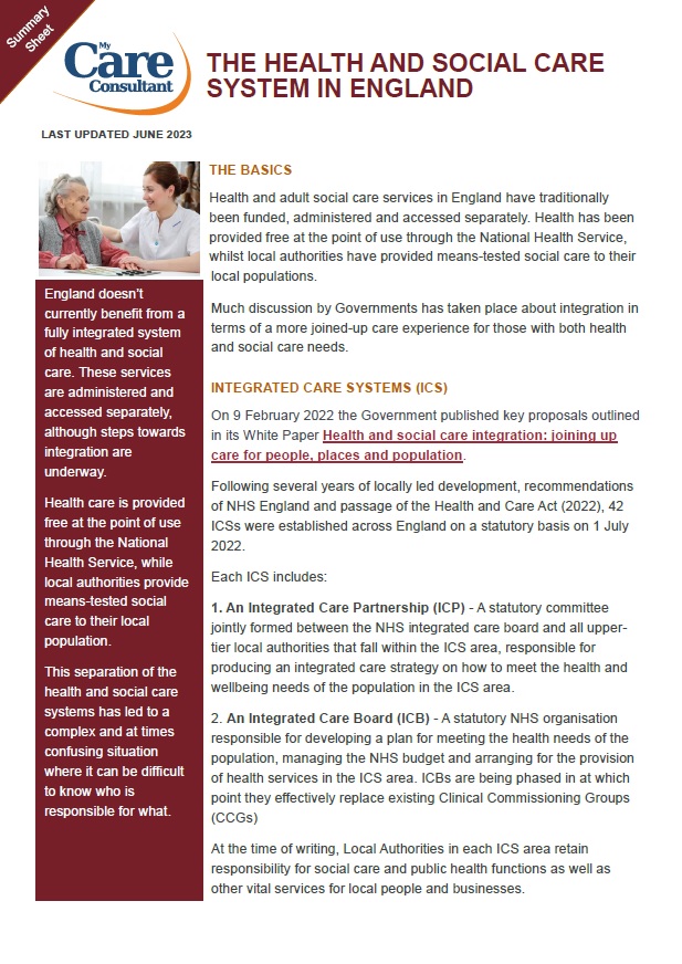 Health and social care - England