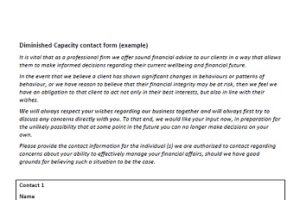 Sample Diminished Capacity Contact Form