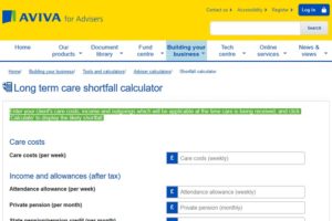Long term care shortfall calculator from Aviva