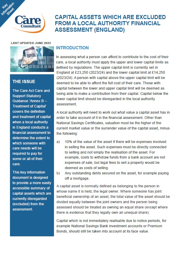 Capital assets excluded from LA Financial Assessment (England) - June 2023