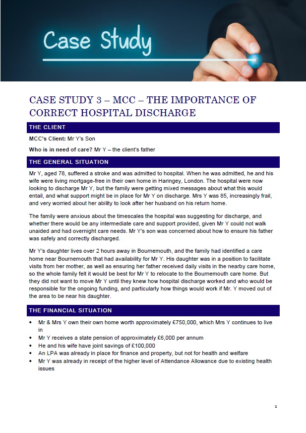 Case Study 3 - MCC - The importance of correct hospital discharge