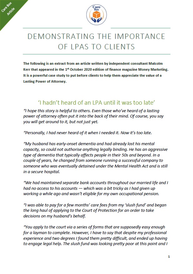 Demonstrating the importance of LPAs for clients