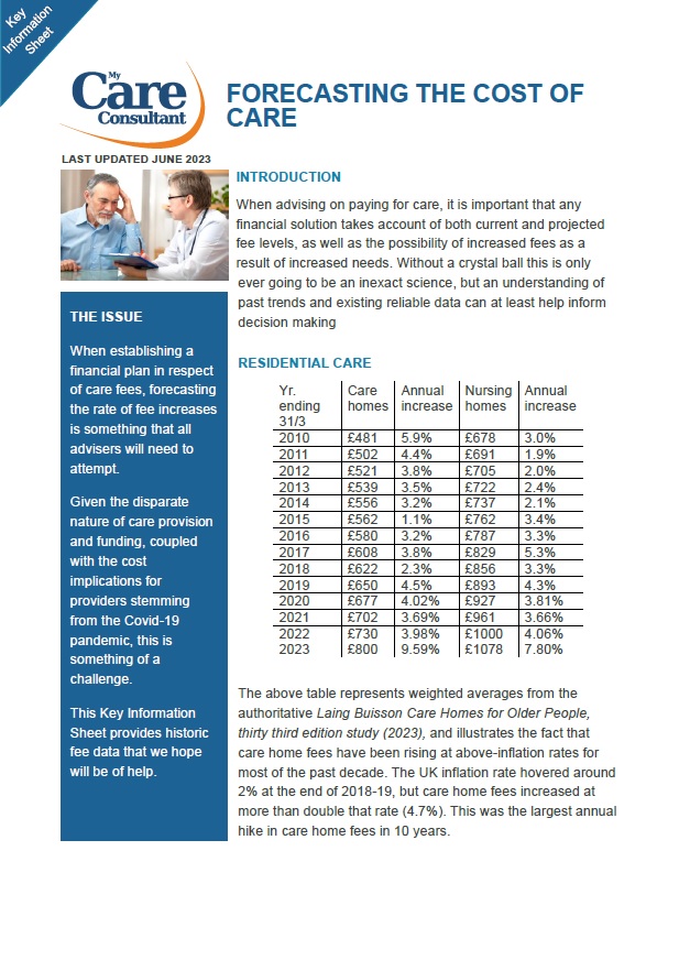 Forecasting the cost of Care - June 2023