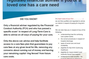 Office poster – “Why you should speak to a regulated financial adviser when you have a care need”