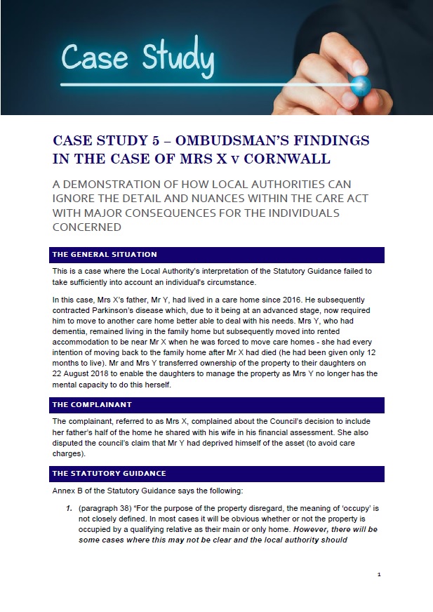 Case Study #5 - Ombudsman Case Study - Mrs X v Cornwall