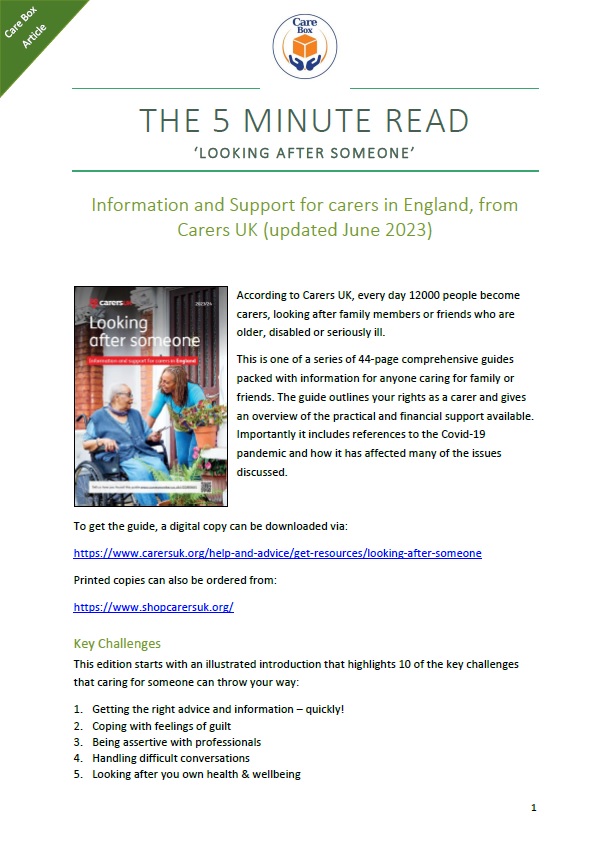 Looking after someone - England Updated June 2023