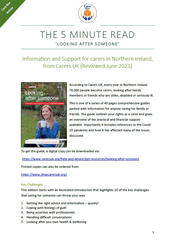 Looking after someone - NI Updated June 2023