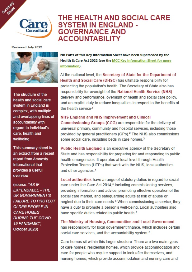 Health and Social Care Governance and Accountability - July 2022