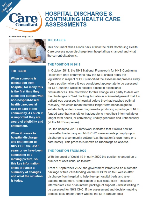 Hospital Discharge and CHC Assessments - May 2023